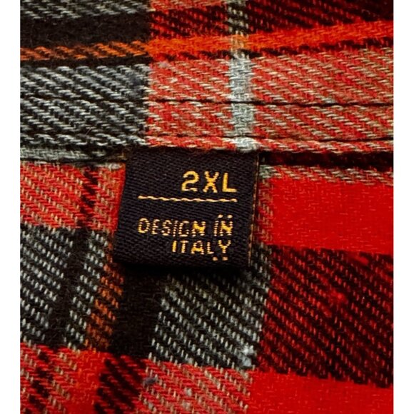 Designed In Italy Blue Plaid Button Up Size 2XL Woman's Flannel western shirt - Picture 4 of 16